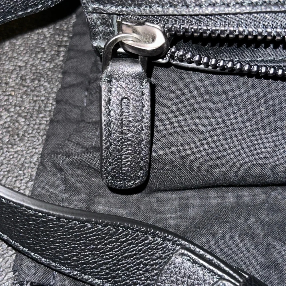 Authentic Giorgio Armani Men's Tumbled Leather Messenger Bag